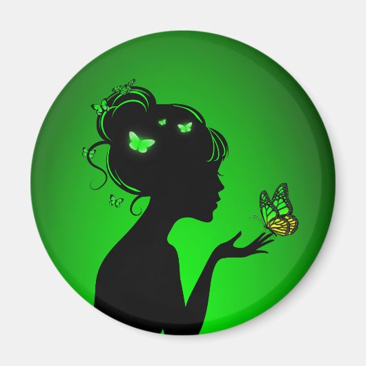Vlinder Vrouwen magneet groen (Voorkant)