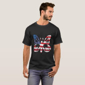 Vlinder VS Amerikaanse vlag Patriottisch 4 juli T-shirt (Voorkant volledig)