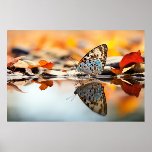 Vlinder Water Natuur Serene Tranquil Poster