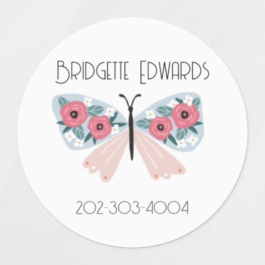 Vlinder Waterdichte Cirkel Sticker Naam Labels (Design 2)