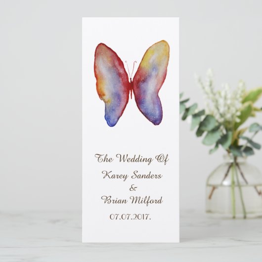 Vlinder, Waterverf Art bruiloft uitnodiging (Staand voorkant)