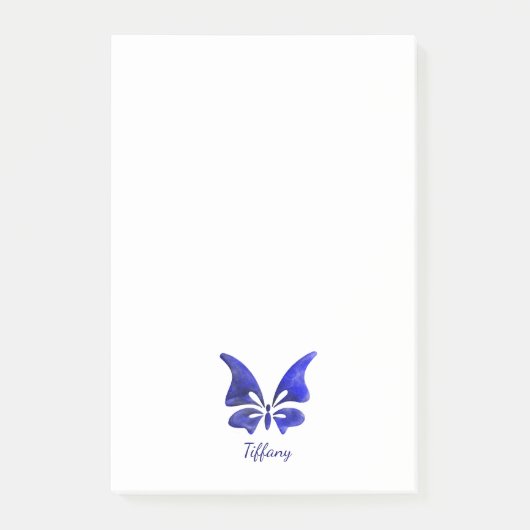 Vlinder waterverf blauw diep verzadigd post-it® notes (Voorkant)