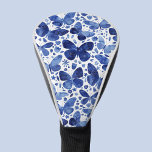 Vlinder Waterverf Blauw en Wit Golfheadcover<br><div class="desc">Indigo blauw waterverf vlinder schilderij. Originele kunst van Nic Squirrell.</div>