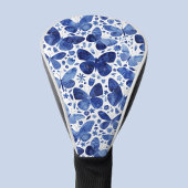 Vlinder Waterverf Blauw en Wit Golfheadcover