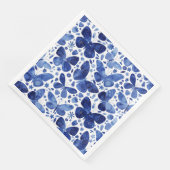 Vlinder Waterverf Blauw en Wit Patroon Servet (Hoek)