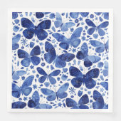 Vlinder Waterverf Blauw en Wit Patroon Servet (Voorkant)
