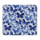 Vlinder Waterverf Blauw en Wit Snijplank (Voorkant)