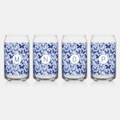 Vlinder Waterverf Blauw Monogram Initiaal Blikvorm Glas (Achterkant)