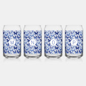 Vlinder Waterverf Blauw Monogram Initiaal Blikvorm Glas (Voorkant)