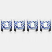 Vlinder Waterverf Blauw Monogram Initiaal Whisky Glas (Achterkant)