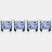Vlinder Waterverf Blauw Monogram Initiaal Whisky Glas (Links)