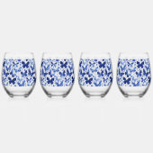 Vlinder Waterverf Blauw Monogram Initiaal Wijnglas Zonder Voet (Links)