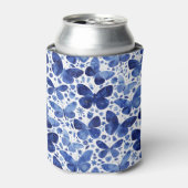 Vlinder Waterverf Blauwe Koelbox Blikjeskoeler (Blikje Voorkant)