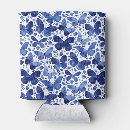 Vlinder Waterverf Blauwe Koelbox Blikjeskoeler (Achterkant)