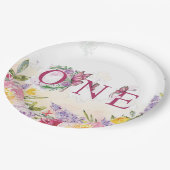 Vlinder Waterverf Bloemen Eerste Verjaardag Papieren Bordje (Gekanteld)