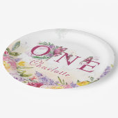 Vlinder Waterverf Bloemen Eerste Verjaardag Papieren Bordje (Gekanteld)