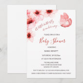 Vlinder Waterverf Cherry Blossom Baby shower Kaart (Voorkant / Achterkant)