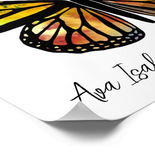 Vlinder Waterverf CUSTOM BABY NAAM GEBOORTEDATUM Poster (Hoek)