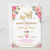 vlinder Waterverf Floral Baby shower Kaart (Voorkant)