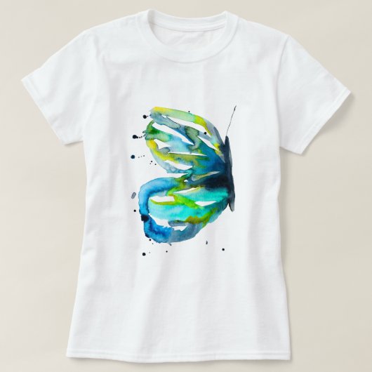 Vlinder waterverf grillige waterverf t-shirt (Design voorkant)