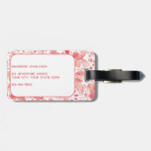 Vlinder Waterverf Koraal Roze Gepersonaliseerd Bagagelabel (Achterkant horizontaal)