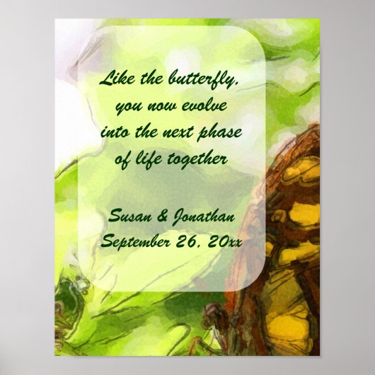 Vlinder Waterverf Kunst Gepersonaliseerde bruiloft Poster (Voorkant)