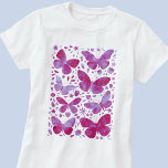 Vlinder Waterverf Magenta Roze T-shirt<br><div class="desc">Magenta roze en witte waterverf vlinderschilderij. Originele kunst van Nic Squirrell.</div>