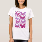 Vlinder Waterverf Magenta Roze T-shirt (Voorkant)