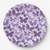 Vlinder Waterverf Paarse Papieren Bordje (Voorkant)