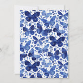Vlinder Waterverf Patroon Blauw en Wit Bedankkaart (Achterkant)