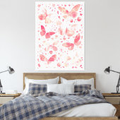 Vlinder Waterverf Perzik Koraal Roze Canvas Afdruk (Insitu (Slaapkamer))