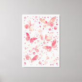 Vlinder Waterverf Perzik Koraal Roze Canvas Afdruk (Voorkant)