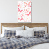 Vlinder Waterverf Perzik Koraal Roze Canvas Afdruk (Insitu (Slaapkamer))