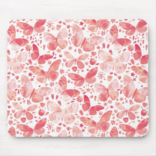 Vlinder Waterverf PInk Muismat (Voorkant)