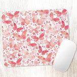 Vlinder Waterverf PInk Muismat<br><div class="desc">Koraalroze en witte waterverf vlinderschilderij. Originele kunst van Nic Squirrell.</div>