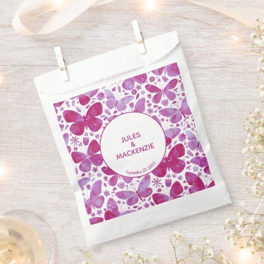Vlinder Waterverf Roze Bruiloft Bedankzakje (Geknipt)