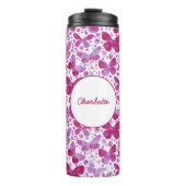 Vlinder Waterverf roze gepersonaliseerd Thermosbeker (Voorkant)