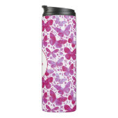 Vlinder Waterverf roze gepersonaliseerd Thermosbeker (Geroteerd rechts)