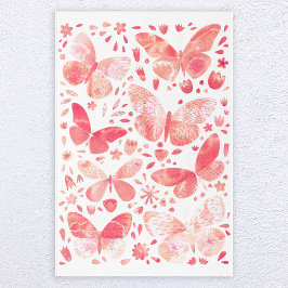 Vlinder Waterverf schilderij roze Acryl Muurkunst