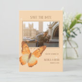 Vlinder Waterverf Trouwfoto Save the Date Kaart (Staand voorkant)