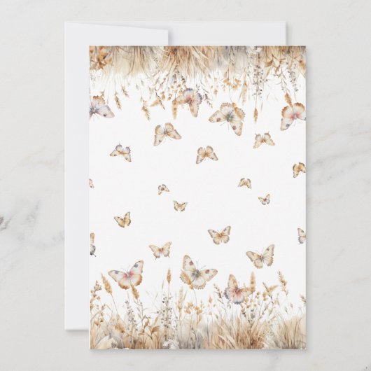 Vlinder Waterverf Wildflower Vrijgezellenfeest Kaart (Achterkant)