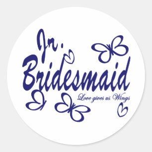 Vlinder Wedding/Jr.Bridesmaid Ronde Sticker