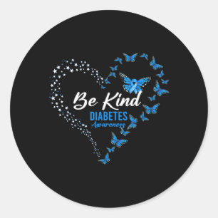 Vlinder Wees Aardig Blauwe Lint Diabetes Bewustzij Ronde Sticker