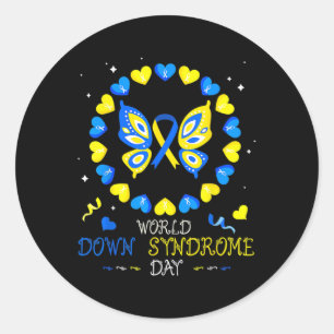 Vlinder wereld down syndroom dag bewustzijn Sokken Ronde Sticker