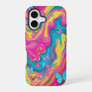 Vlinder Wervelende Tye-Dye Marmer Hoesje iPhone 16 Hoesje