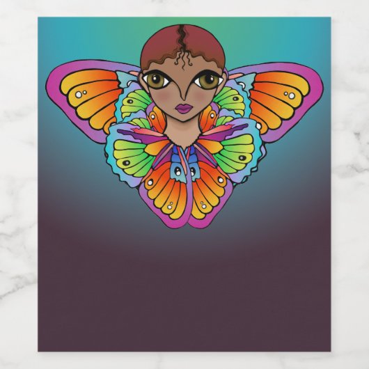 vlinder wijn etiket (Enkel label)