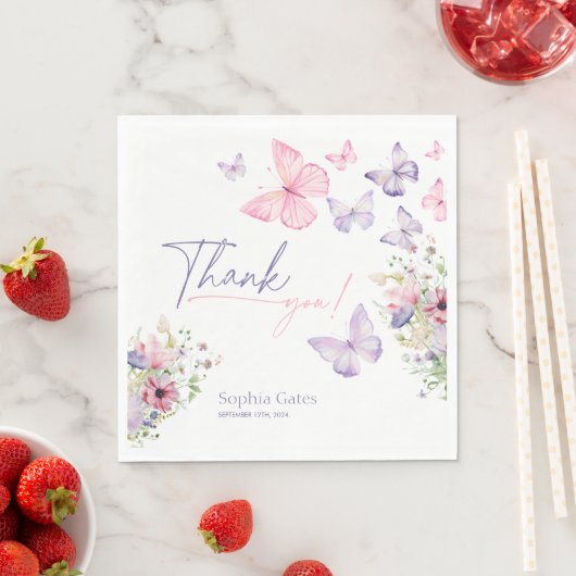 Vlinder Wildbloem Dank Je  Servet (Insitu)