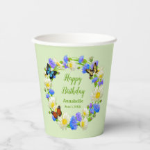 Vlinder Wildbloemen Verjaardagsfeest Papieren beke