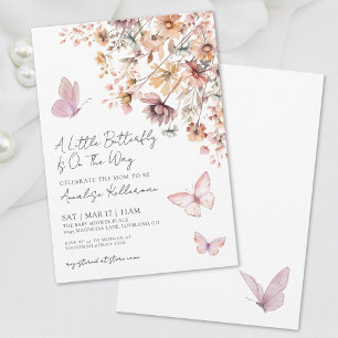 Vlinder Wilde Bloem Baby Shower Kaart