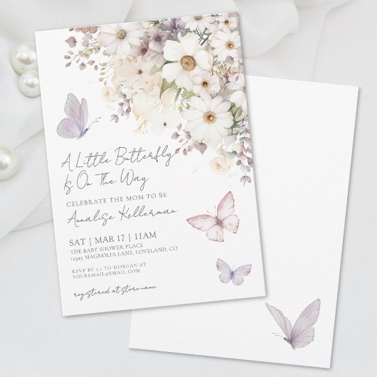 Vlinder Wilde Bloem Baby Shower Kaart
